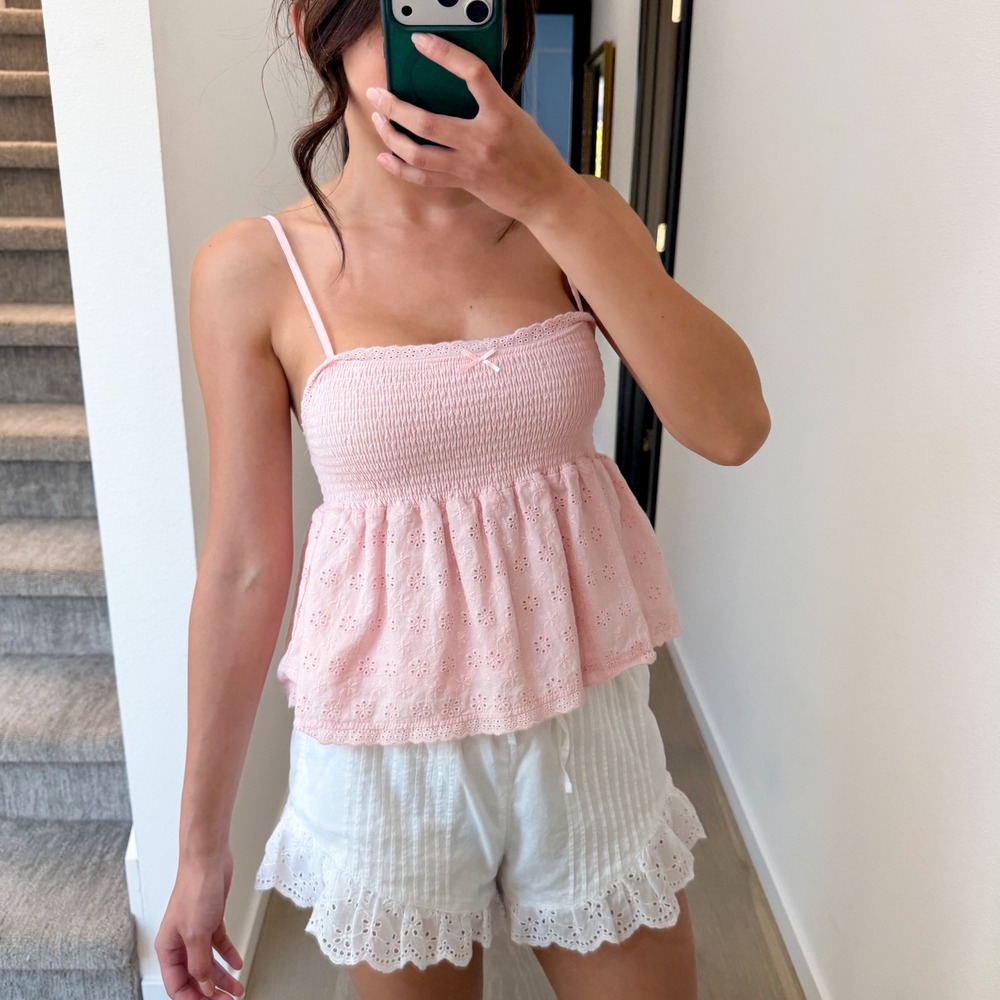 LA Hearts 100% Cotton Cottagecore Coquette Babydoll Pink Pastel Camisole Top XS